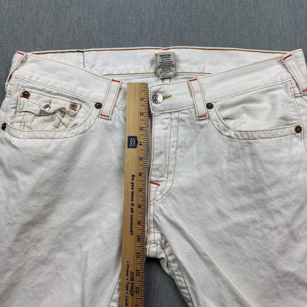 Vintage True Religion Jeans Men 38 Fit 38X33 White Straight Flap Pocket Made USA